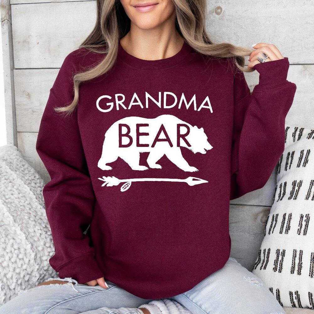 Grandma Bear Sweatshirt Maroon | Grandma Sweatshirt | Grandma Shirt